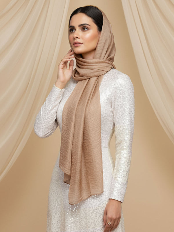 Soft Tissue Silk Hijab - Golden Beige
